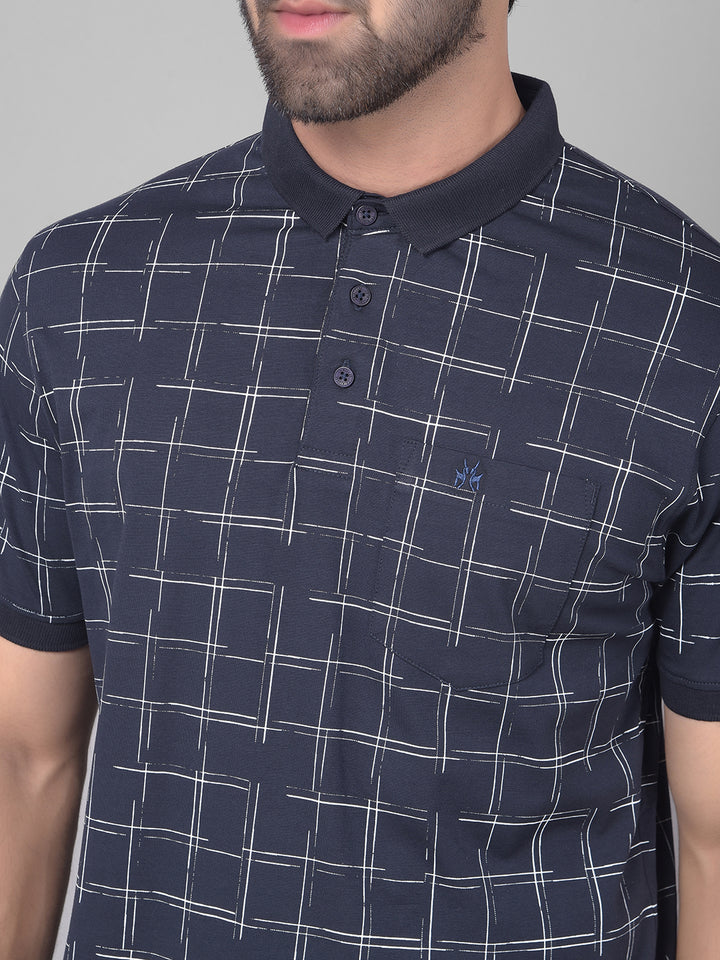 Navy Blue Printed T-Shirt-Men T-Shirts-Crimsoune Club
