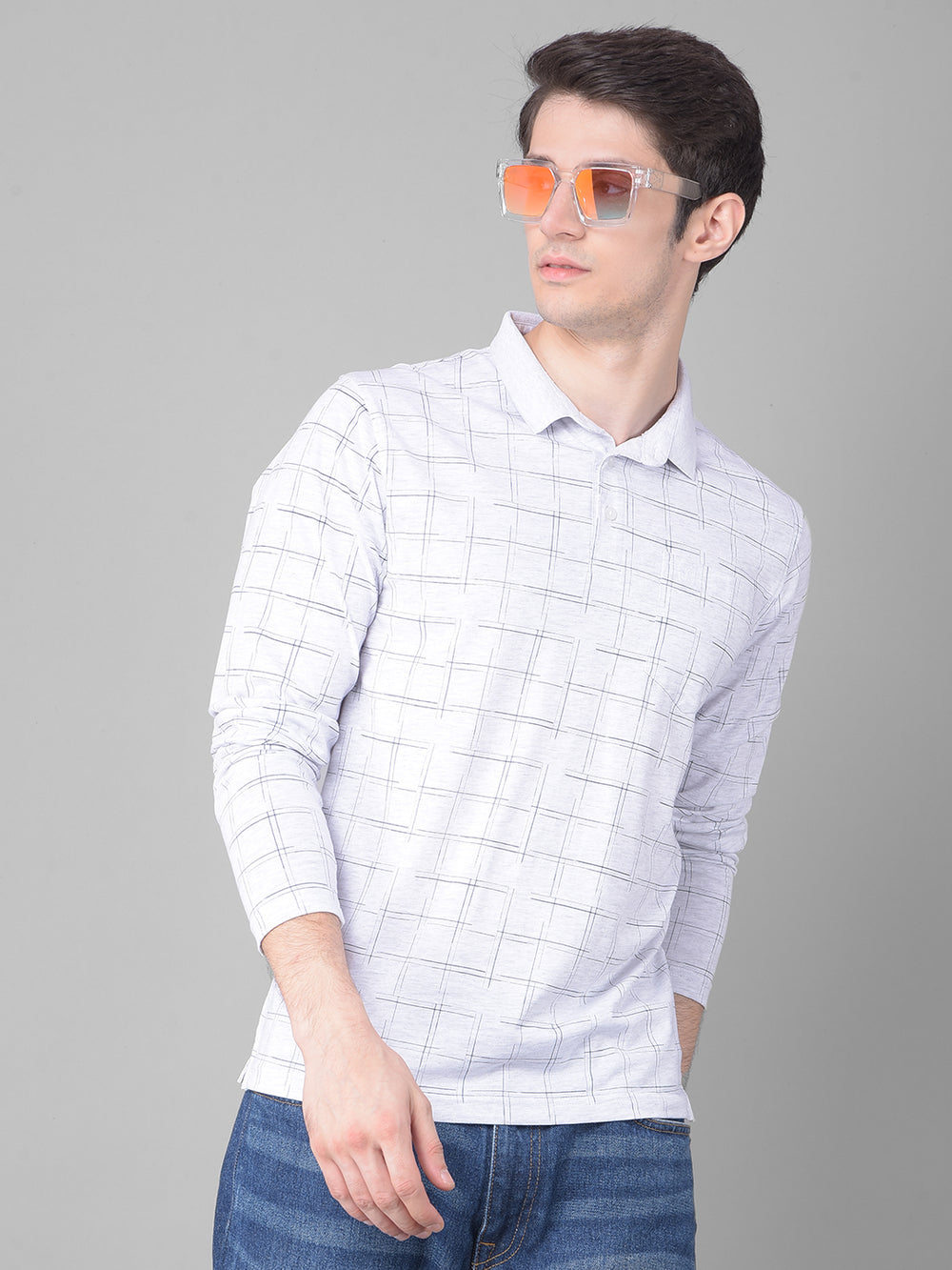 Grey Printed Long Sleeved T-Shirt-Men T-Shirts-Crimsoune Club
