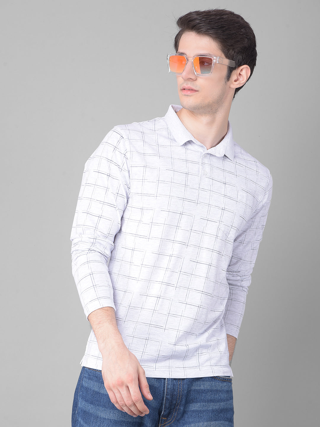Grey Printed Long Sleeved T-Shirt-Men T-Shirts-Crimsoune Club