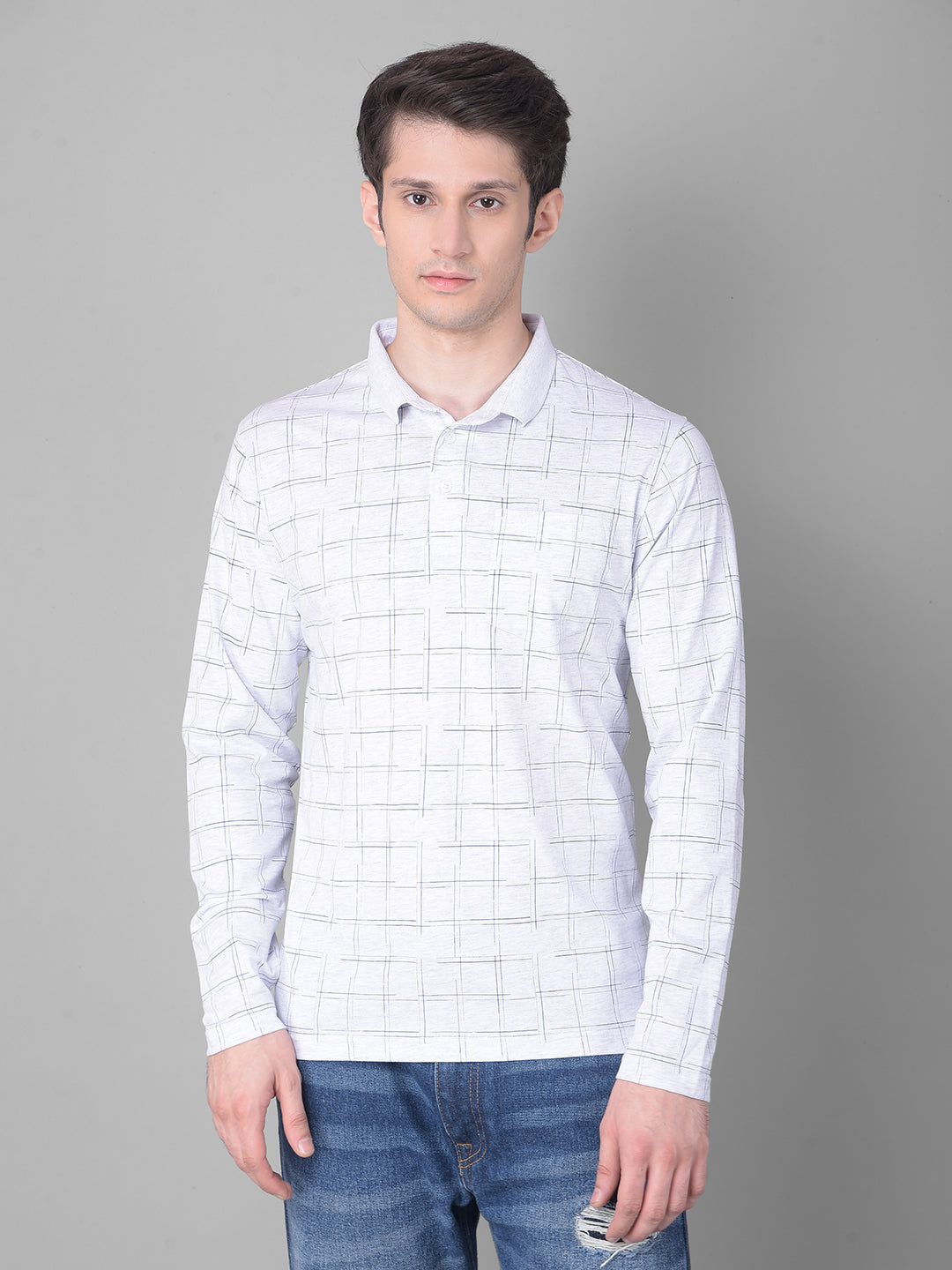 Grey Printed Long Sleeved T-Shirt-Men T-Shirts-Crimsoune Club