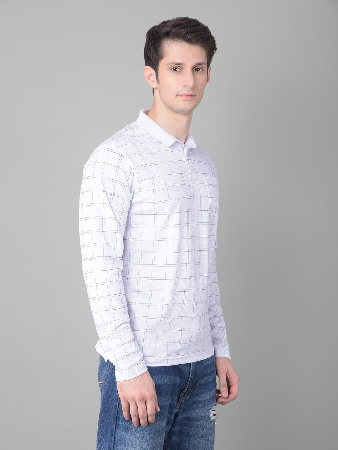 Grey Printed Long Sleeved T-Shirt-Men T-Shirts-Crimsoune Club