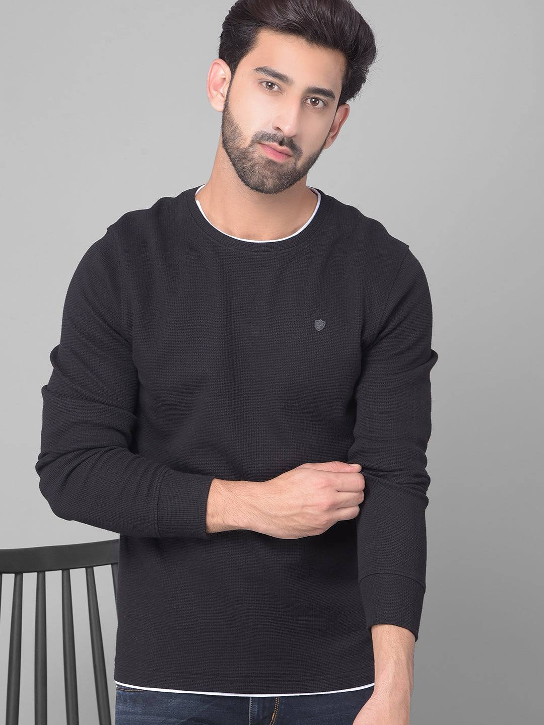 Black Long Sleeved T-Shirt-Men T-Shirts-Crimsoune Club