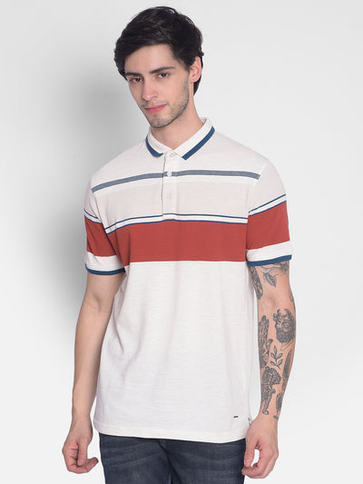 Off White Striped T-Shirt-Men T-Shirts-Crimsoune Club