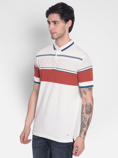 Off White Striped T-Shirt-Men T-Shirts-Crimsoune Club