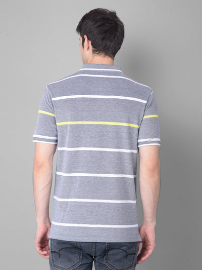 Grey Striped T-Shirt-Men T-Shirts-Crimsoune Club