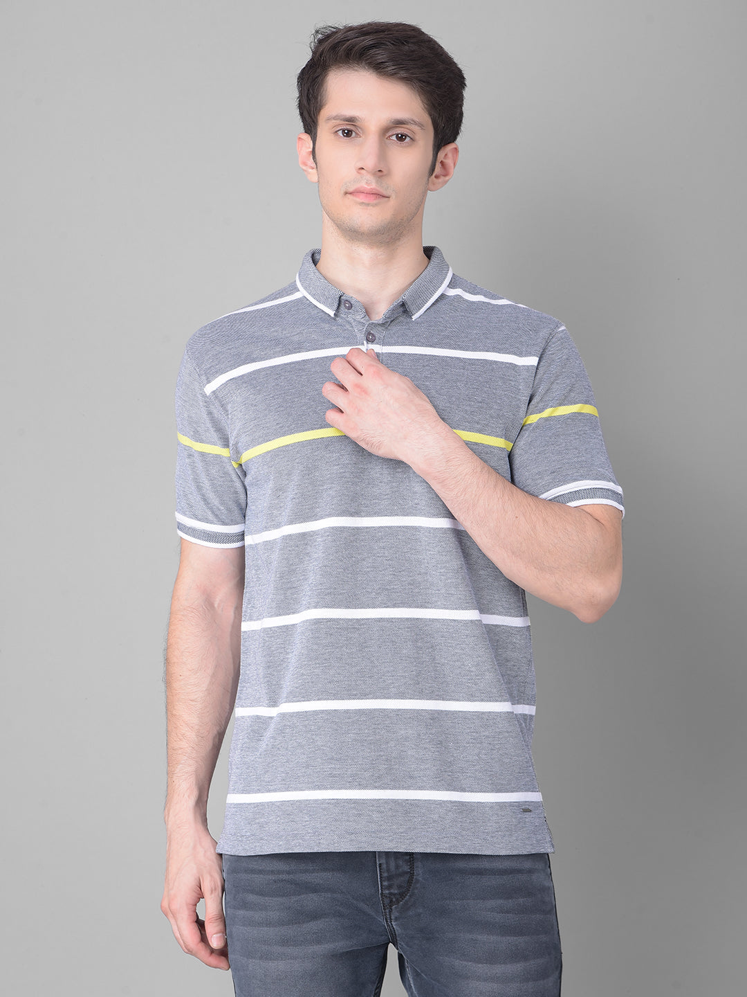 Grey Striped T-Shirt-Men T-Shirts-Crimsoune Club