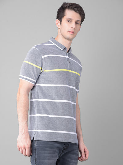 Grey Striped T-Shirt-Men T-Shirts-Crimsoune Club