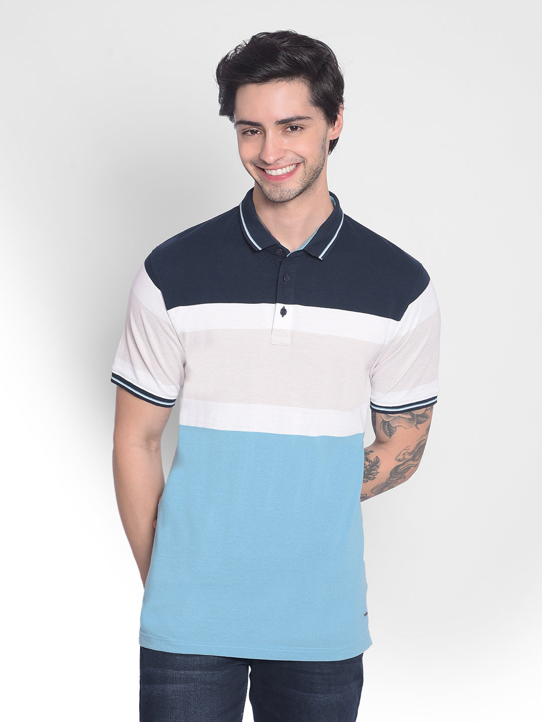 Blue Colorblocked T-Shirt-Men T-shirts-Crimsoune Club