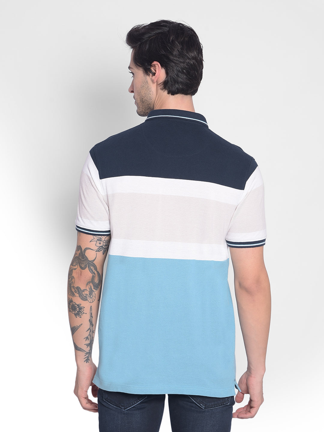 Blue Colorblocked T-Shirt-Men T-shirts-Crimsoune Club