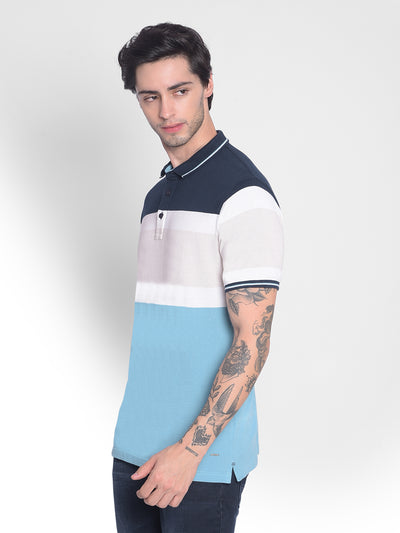 Blue Colorblocked T-Shirt-Men T-shirts-Crimsoune Club