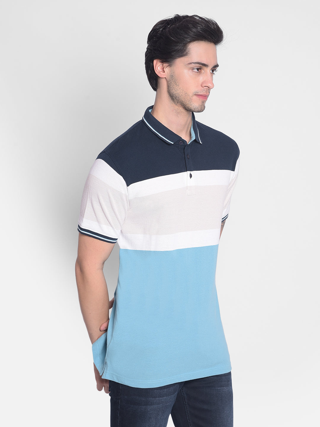 Blue Colorblocked T-Shirt-Men T-shirts-Crimsoune Club