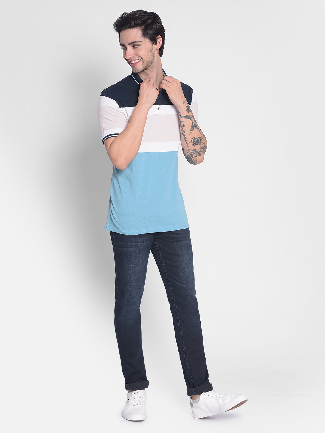 Blue Colorblocked T-Shirt-Men T-shirts-Crimsoune Club