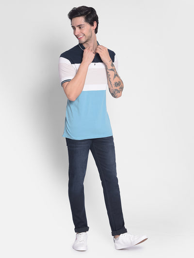 Blue Colorblocked T-Shirt-Men T-shirts-Crimsoune Club