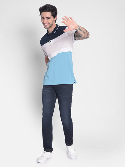 Blue Colorblocked T-Shirt-Men T-shirts-Crimsoune Club