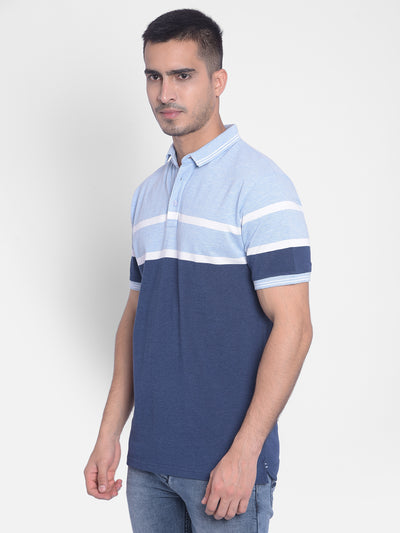Navy Blue Striped T-shirt-Men Jeans-Crimsoune Club