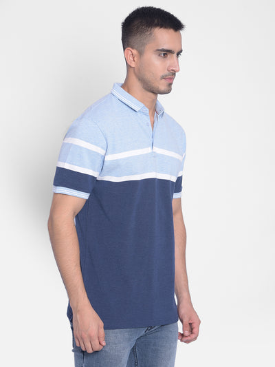 Navy Blue Striped T-shirt-Men Jeans-Crimsoune Club