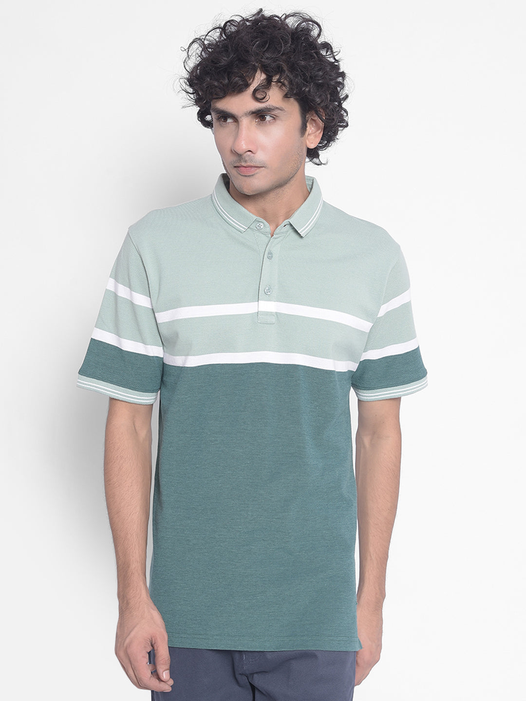Green Colorblocked T-Shirt-Men T-Shirts-Crimsoune Club