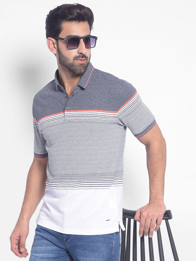 Grey Striped T-Shirt-Men T-Shirts-Crimsoune Club