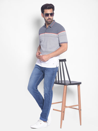 Grey Striped T-Shirt-Men T-Shirts-Crimsoune Club