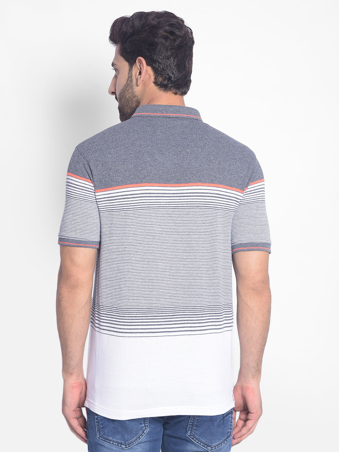 Grey Striped T-Shirt-Men T-Shirts-Crimsoune Club