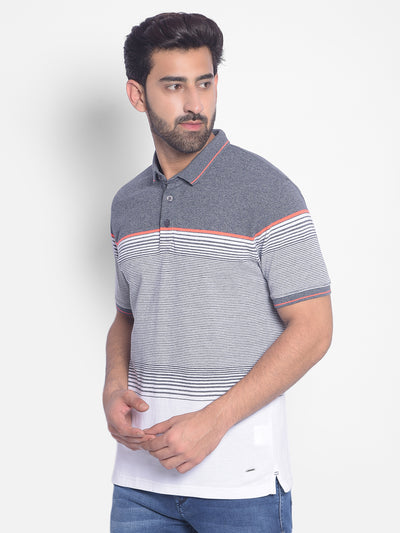 Grey Striped T-Shirt-Men T-Shirts-Crimsoune Club