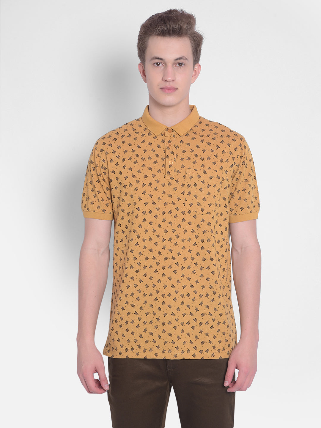 Mustard Printed T-Shirt-Men T-Shirts-Crimsoune Club