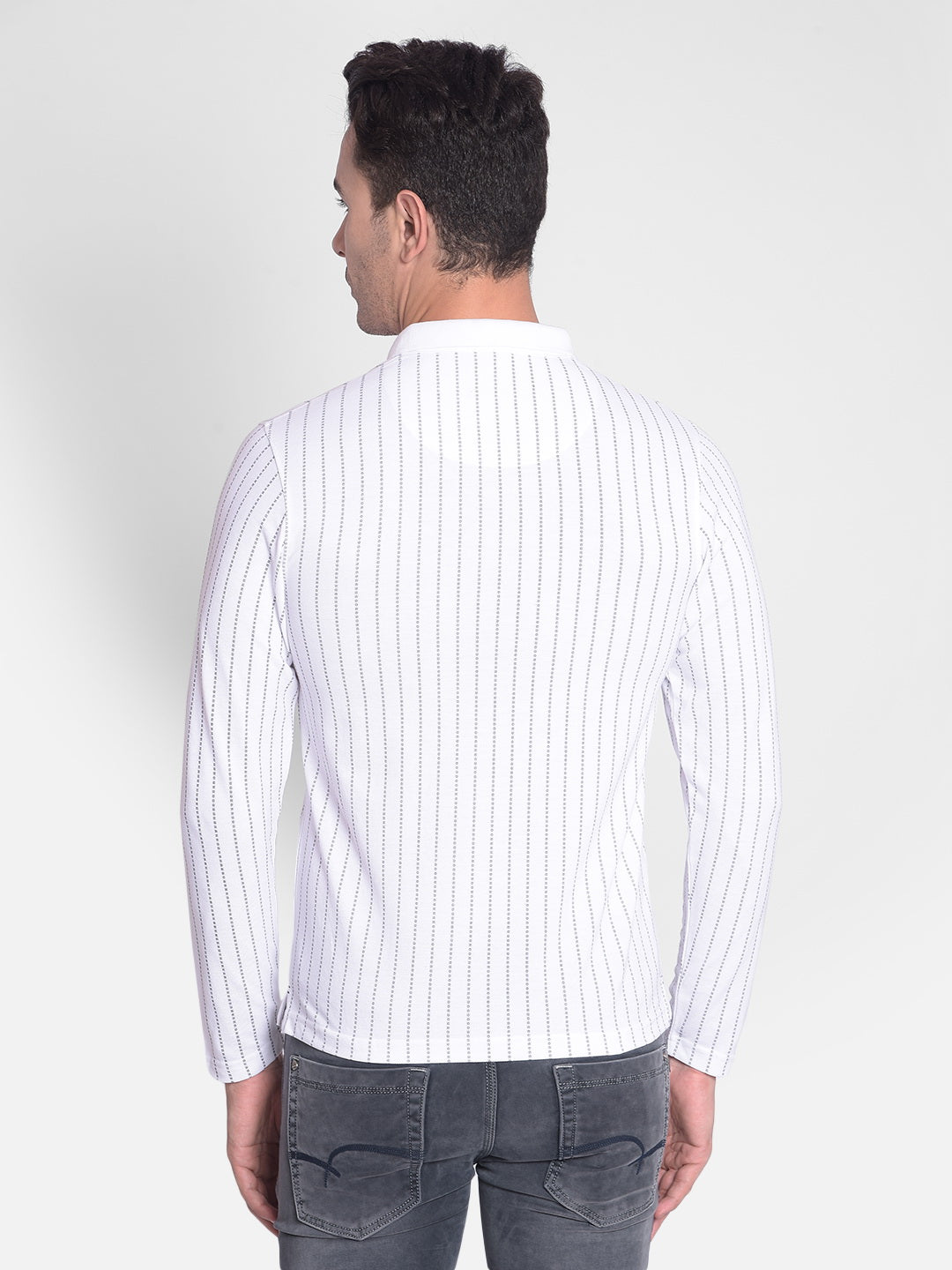 White Striped T-Shirt-Men T-Shirts-Crimsoune Club