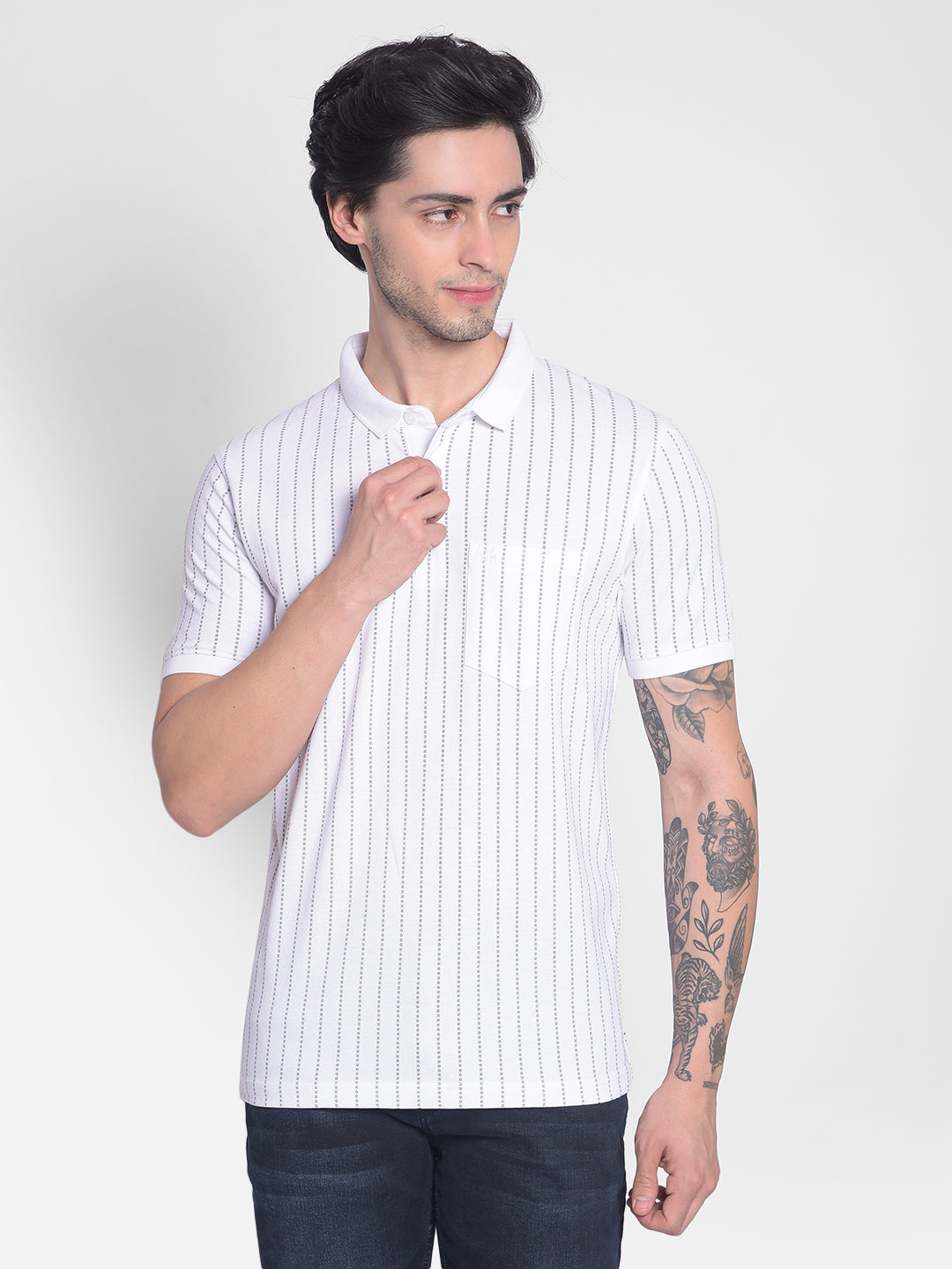 White Striped T-Shirt-Men T-shirts-Crimsoune Club