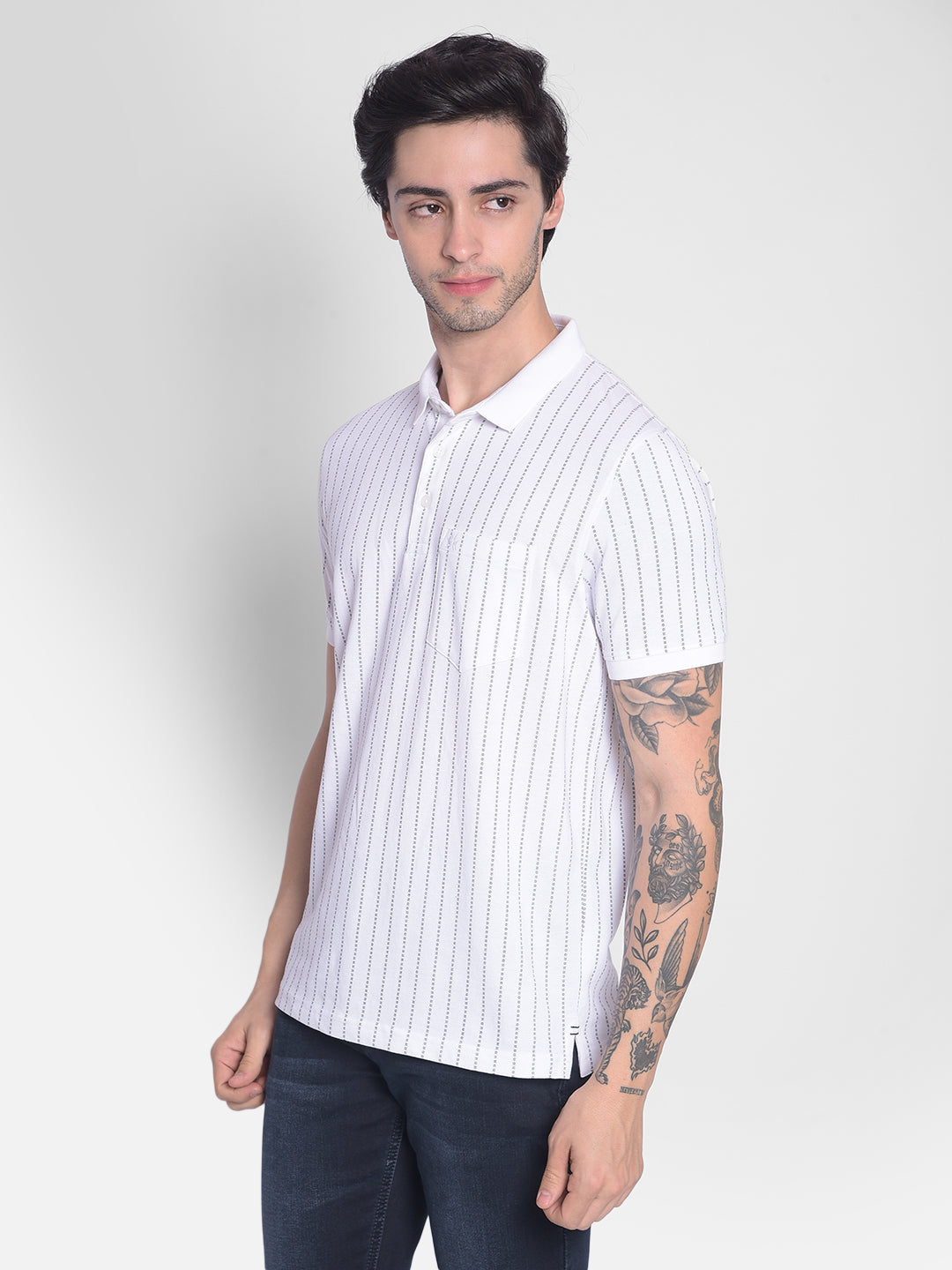 White Striped T-Shirt-Men T-shirts-Crimsoune Club