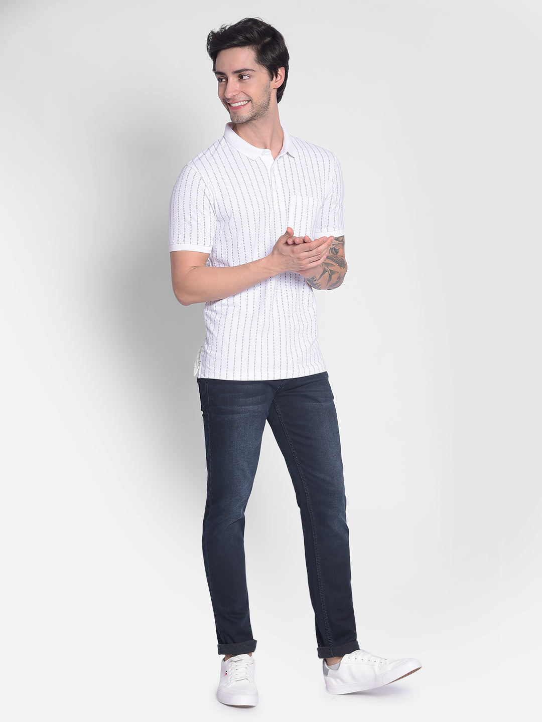 White Striped T-Shirt-Men T-shirts-Crimsoune Club