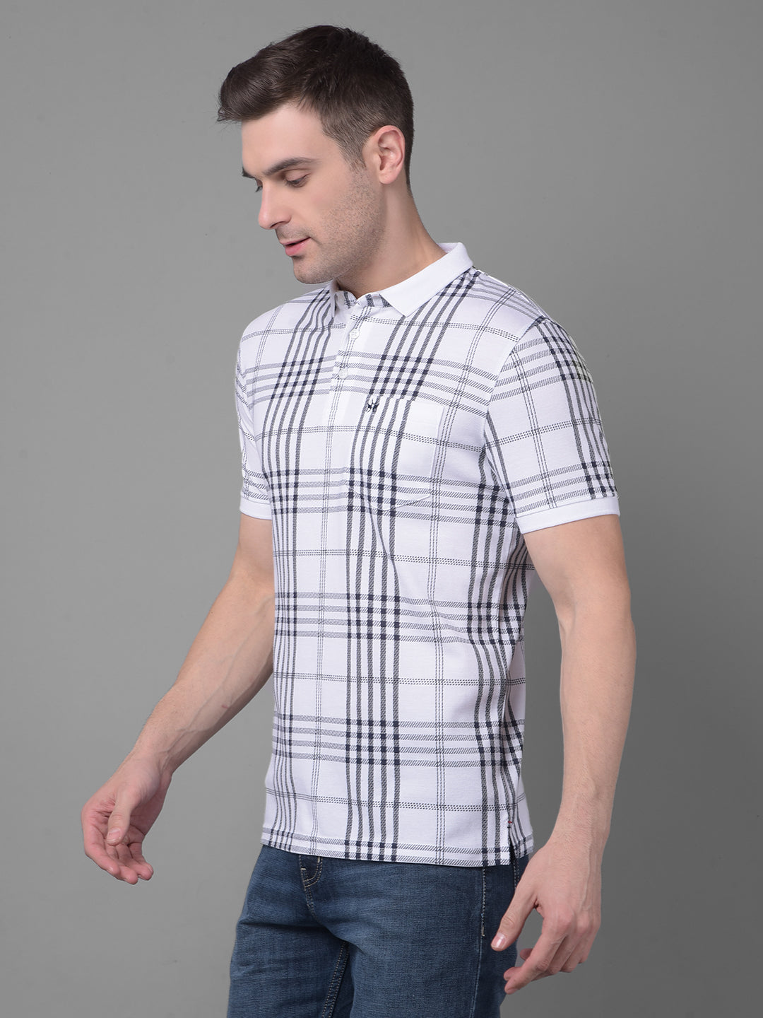 White Checked Tshirt-Men T-shirts-Crimsoune Club