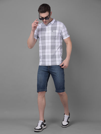 White Checked Tshirt-Men T-shirts-Crimsoune Club