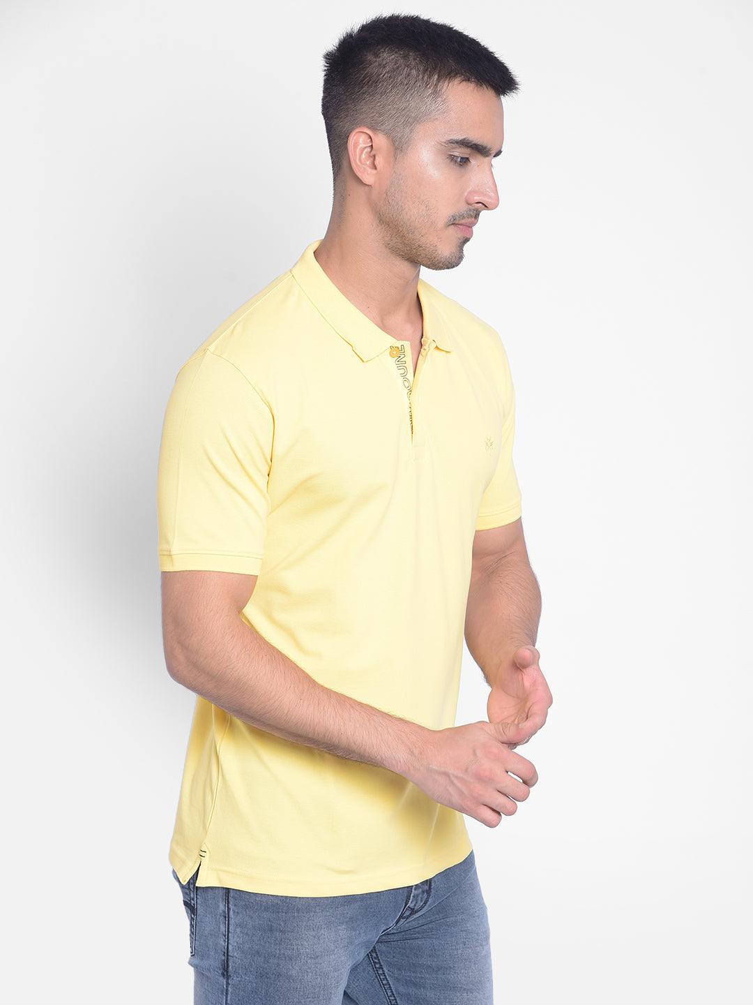 Yellow T-shirt-Men Jeans-Crimsoune Club