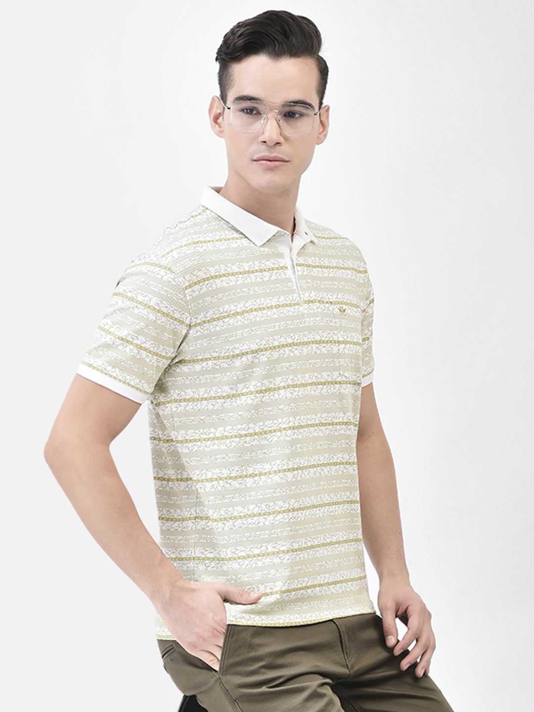 Beige Striped T-Shirt-Men T-Shirts-Crimsoune Club