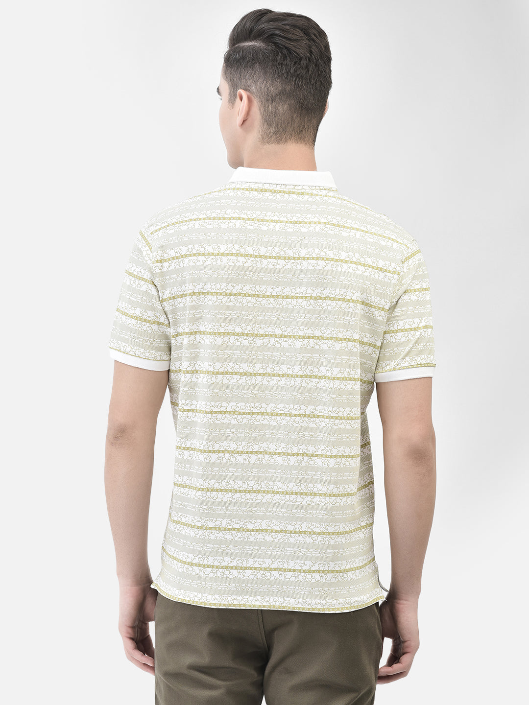 Beige Striped T-Shirt-Men T-Shirts-Crimsoune Club