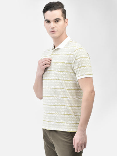 Beige Striped T-Shirt-Men T-Shirts-Crimsoune Club