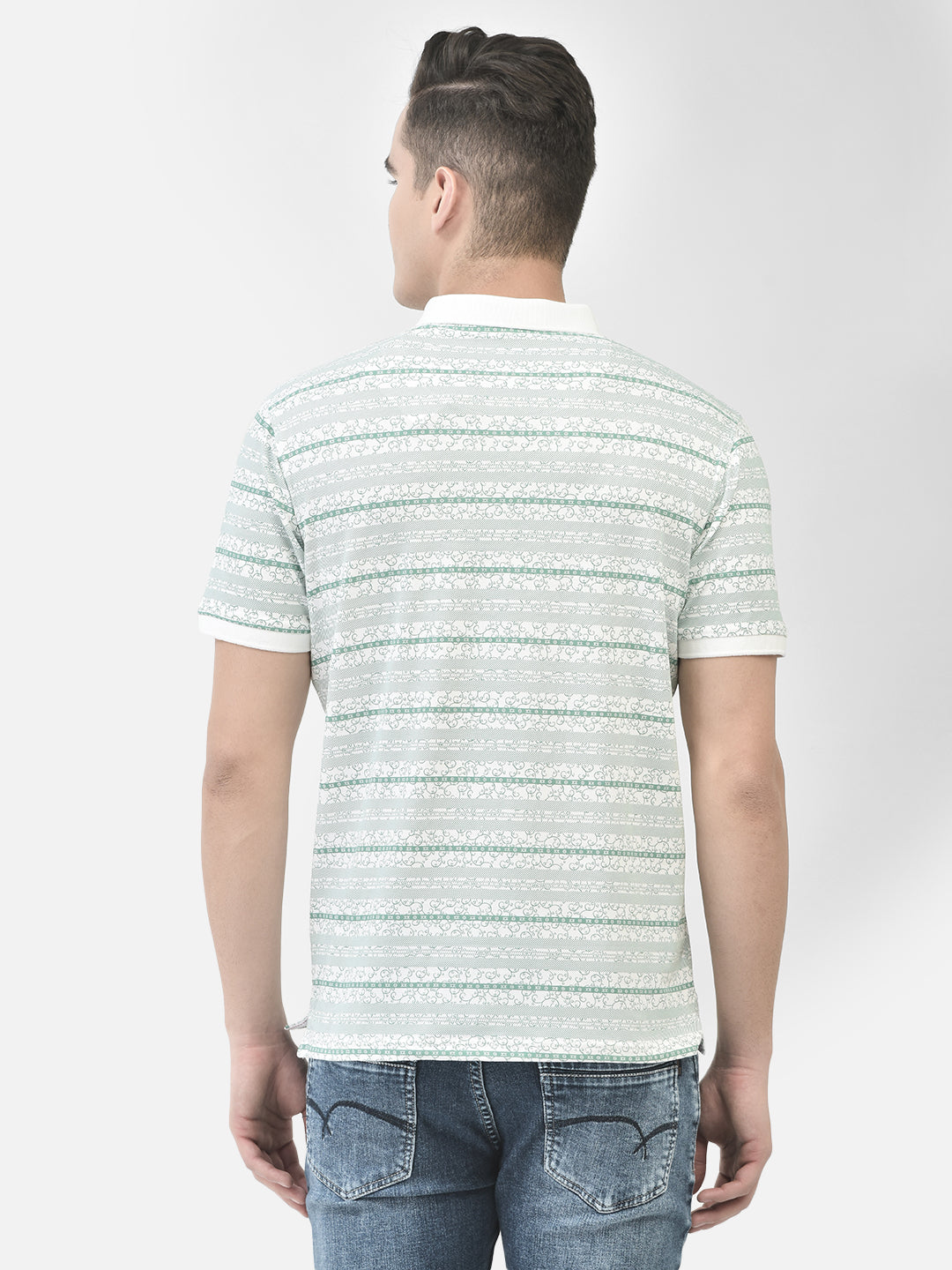 Green Striped T-Shirt-Men T-Shirts-Crimsoune Club