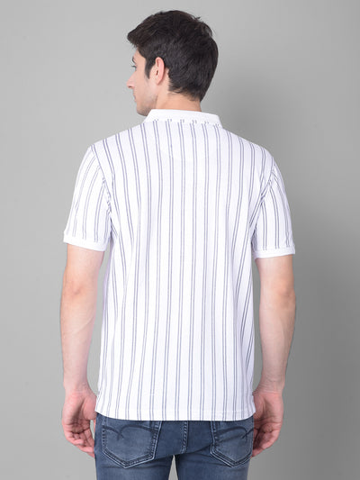 White Striped T-Shirt-Men T-Shirts-Crimsoune Club