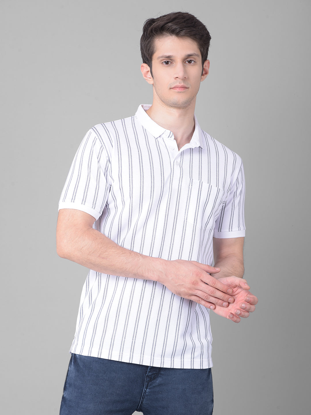 White Striped T-Shirt-Men T-Shirts-Crimsoune Club