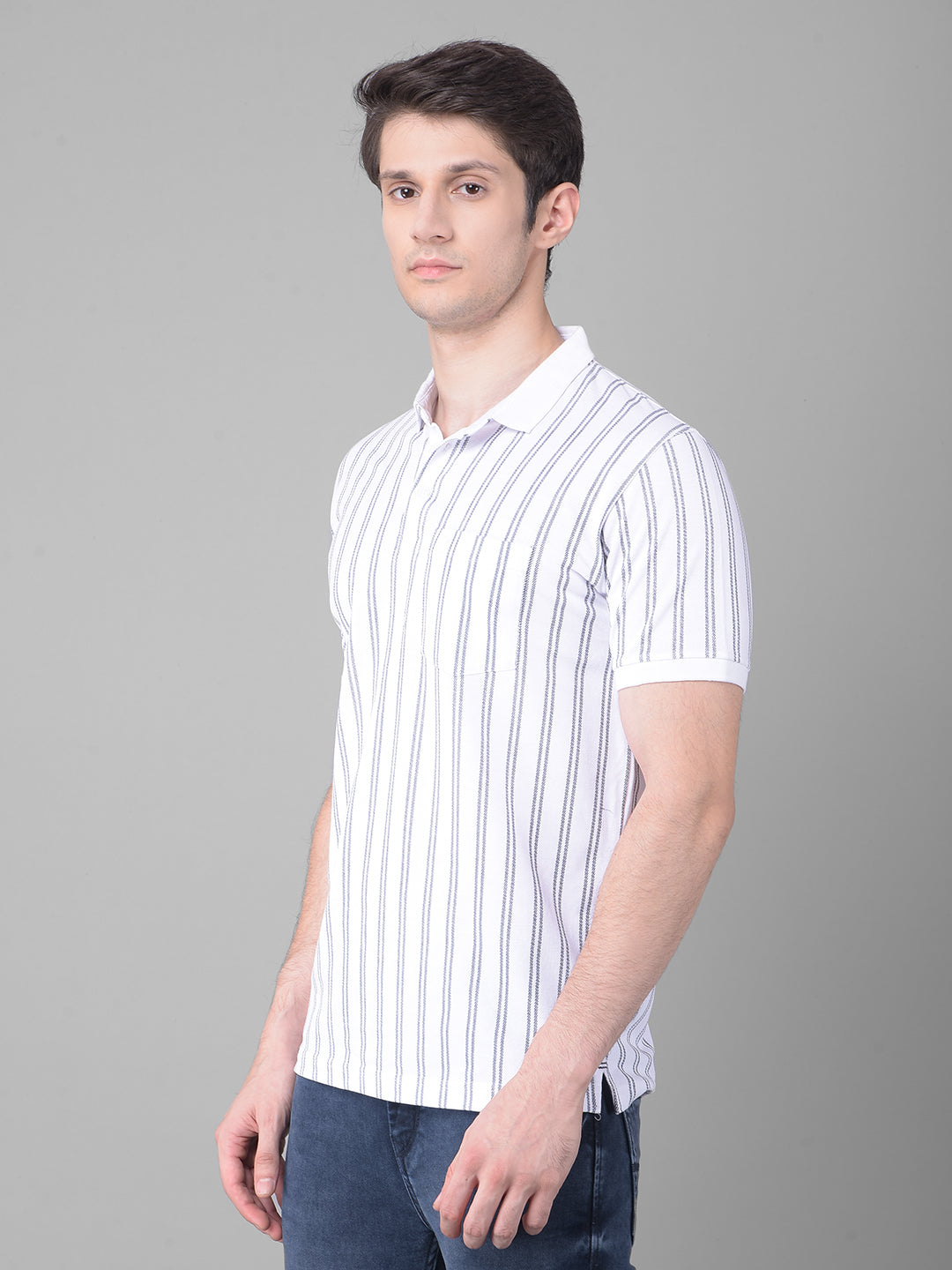 White Striped T-Shirt-Men T-Shirts-Crimsoune Club