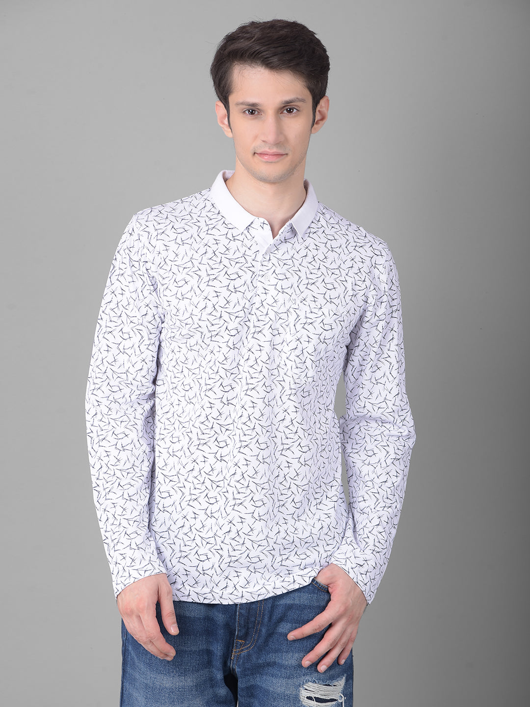 White Printed Long Sleeved T-Shirt-Men T-Shirts-Crimsoune Club