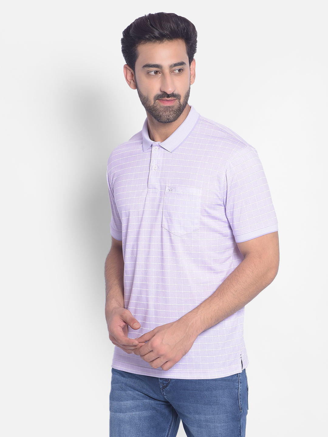 Purple Checked T-Shirt-Men T-Shirts-Crimsoune Club