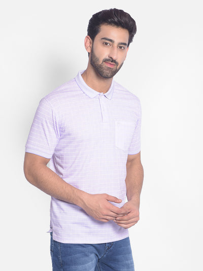 Purple Checked T-Shirt-Men T-Shirts-Crimsoune Club