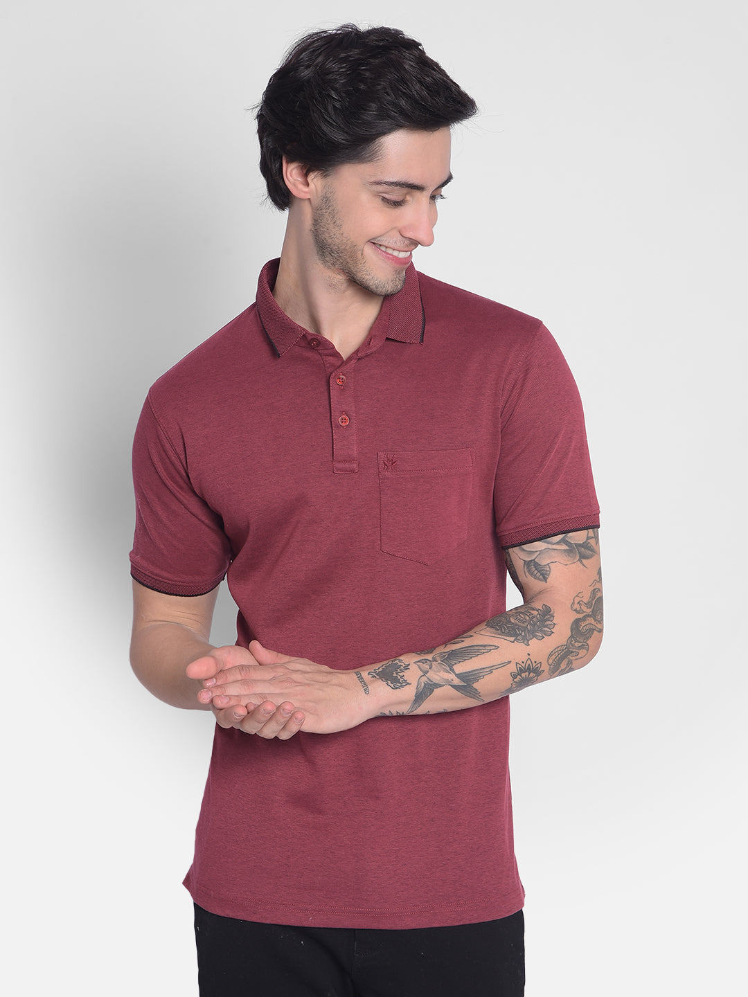 Wine Polo T-Shirt-Men T-Shirts-Crimsoune Club