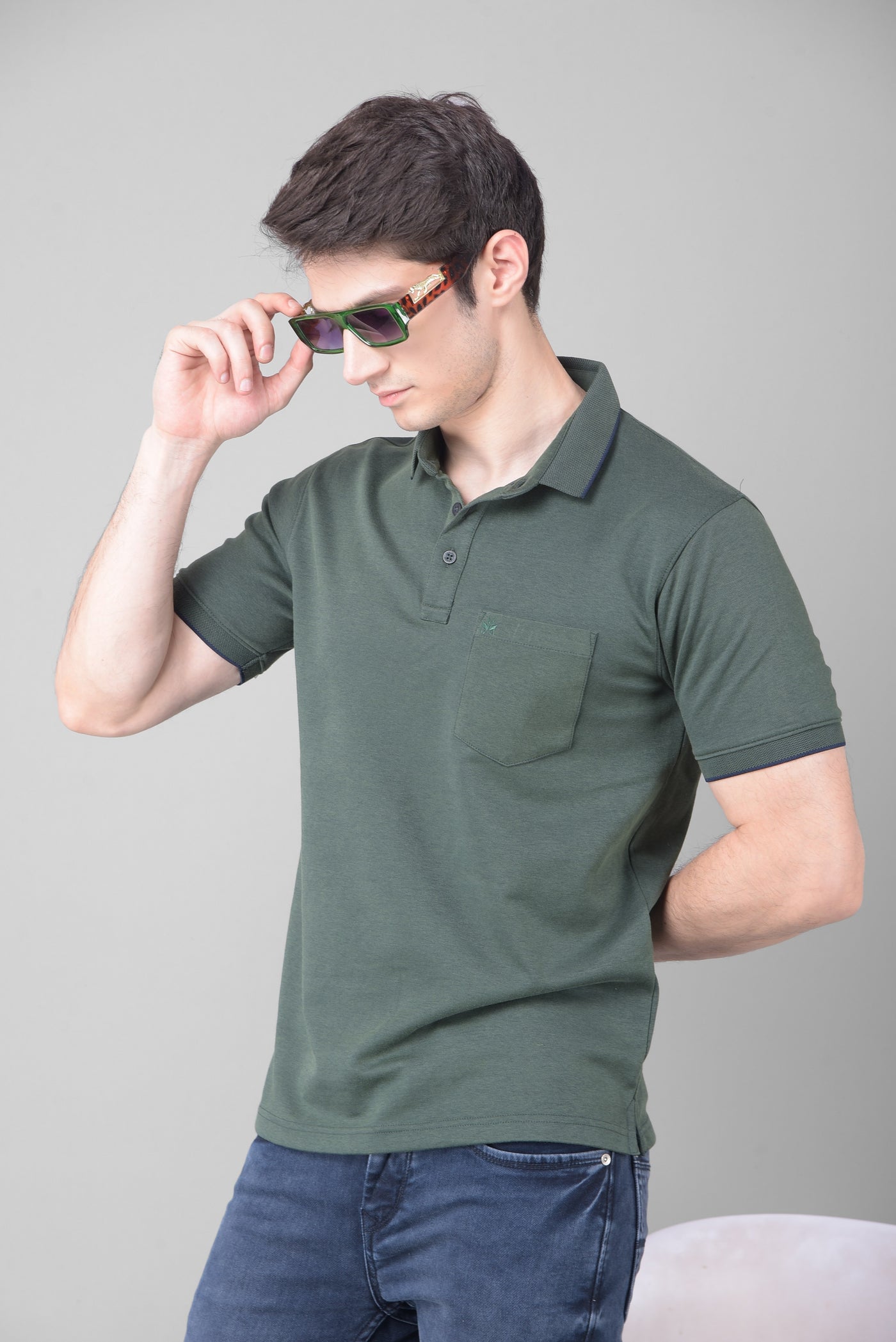 Green Polo T-Shirt-Men T-Shirts-Crimsoune Club