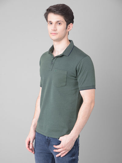 Green Polo T-Shirt-Men T-Shirts-Crimsoune Club