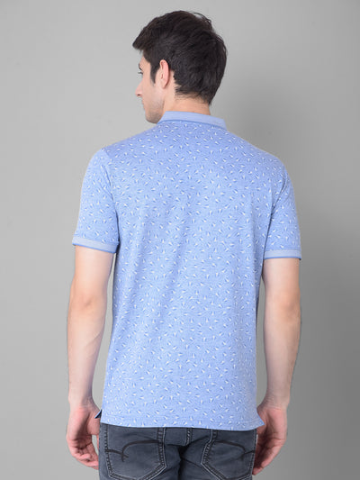Blue Printed T-Shirt-Men T-Shirts-Crimsoune Club