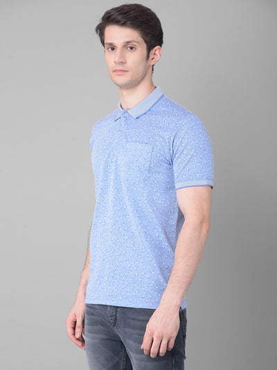 Blue Printed T-Shirt-Men T-Shirts-Crimsoune Club