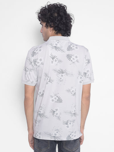 Grey Floral T-Shirt-Men T-Shirts-Crimsoune Club