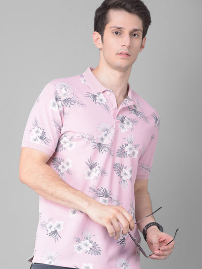 Pink Floral T-Shirt-Men T-Shirts-Crimsoune Club
